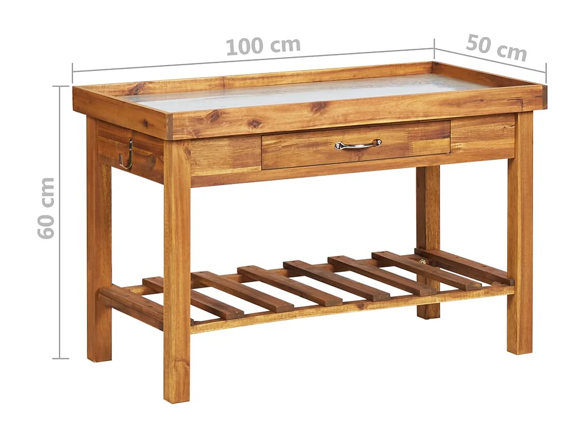 Table de jardin avec dessus en zinc Bois solide d'acacia