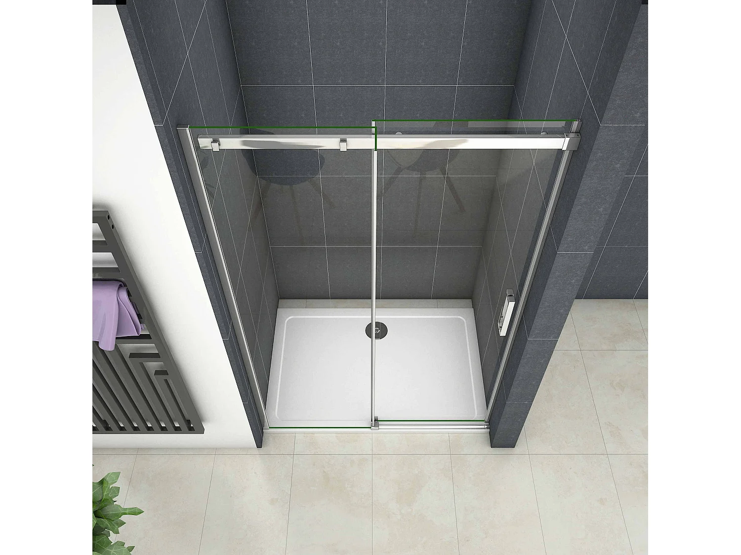 110x195cm Douchedeur Schuifdeur,8 mm NANO Helder Veiligheidsglas,Hoogwaardige Aluminium Profielen,Chroom