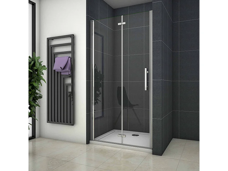 95x195cm Douchedeur vouwdeur,niche douchedeur,6mm Helder Veiligheidsglas Easyclean,profiel van glanzend chroom