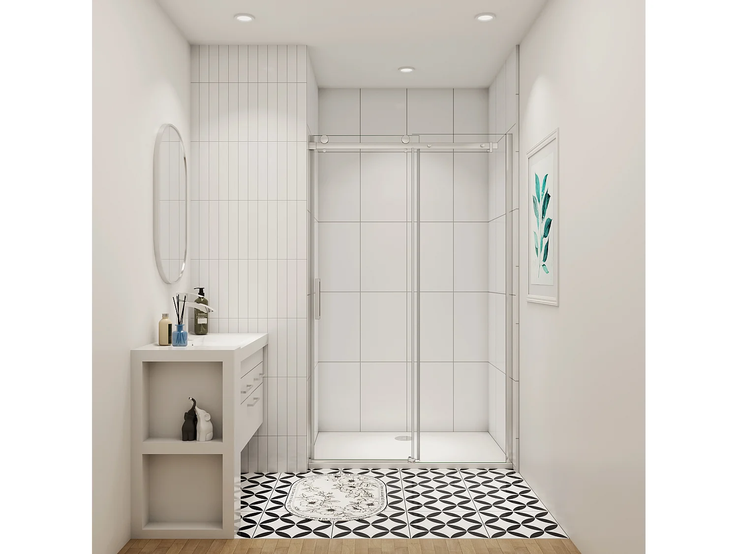 Schuifbare douchedeur 120x195cm, 8mm helder antikalk NANO glas, hoogwaardige aluminium profielen,Chroom