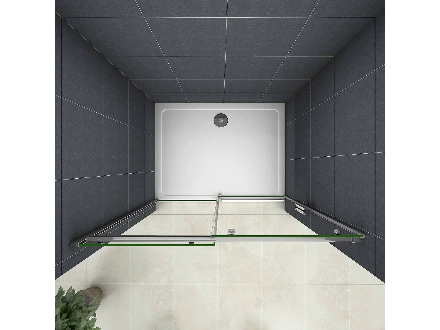 140x195cm Douchedeur Schuifdeur,6mm Helder Veiligheidsglas,Hoogwaardige Aluminium Profielen,Chroom