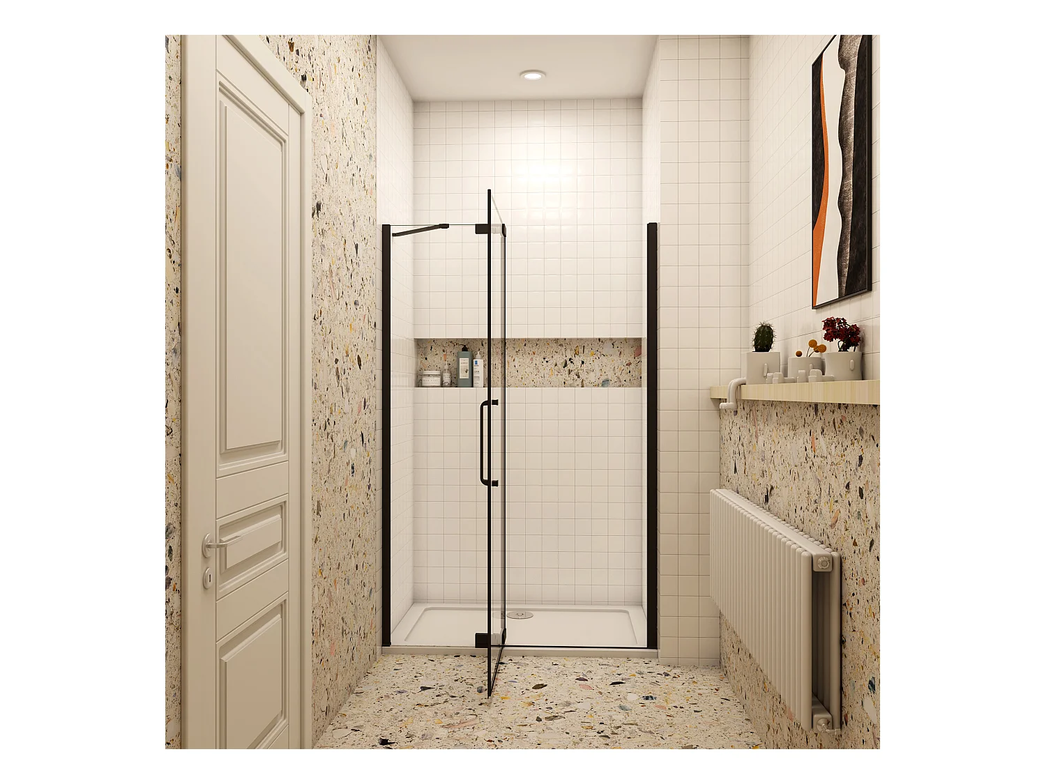 120x195cm Douchedeur,90° draaideur,8mm NANO veiligheidsglas,mat zwart