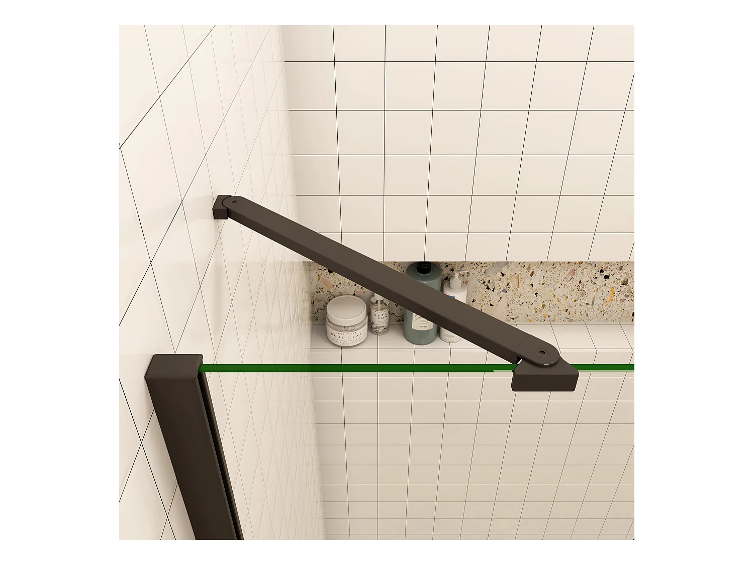 120x195cm Douchedeur,90° draaideur,8mm NANO veiligheidsglas,mat zwart