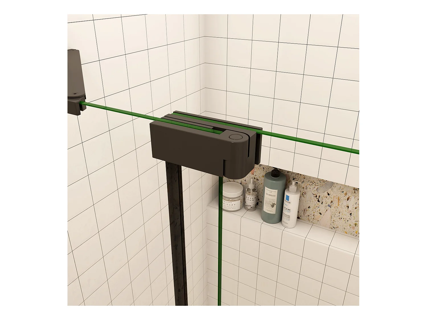 120x195cm Douchedeur,90° draaideur,8mm NANO veiligheidsglas,mat zwart