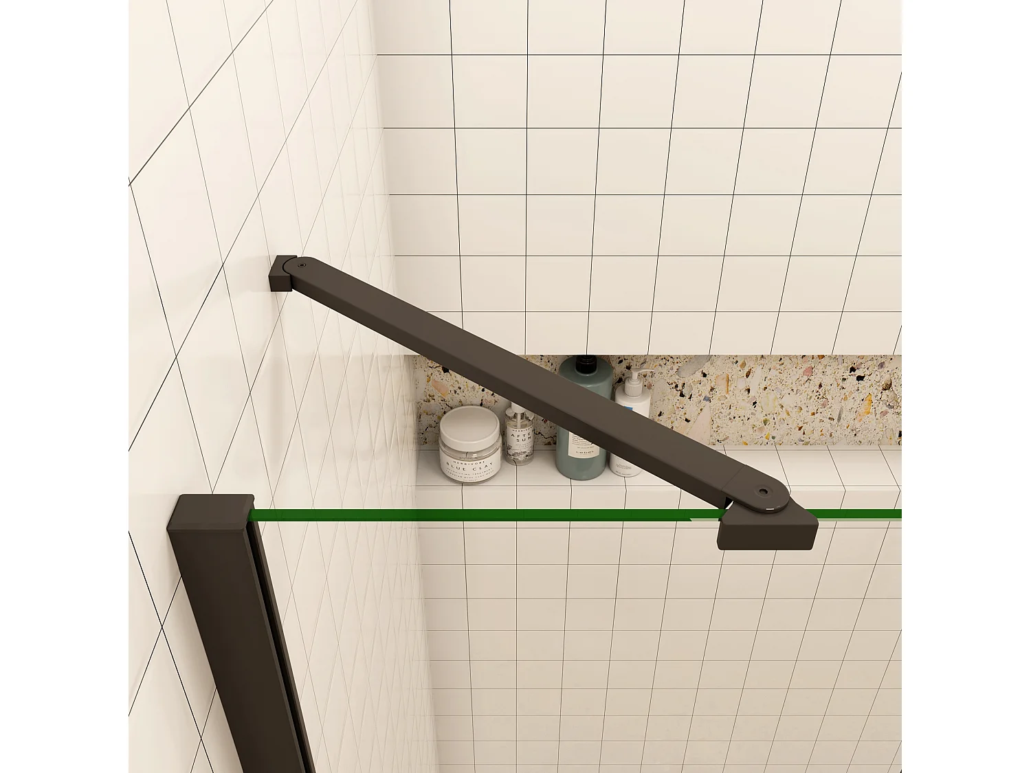 120x195cm Douchedeur,90° draaideur,8mm NANO veiligheidsglas,mat zwart