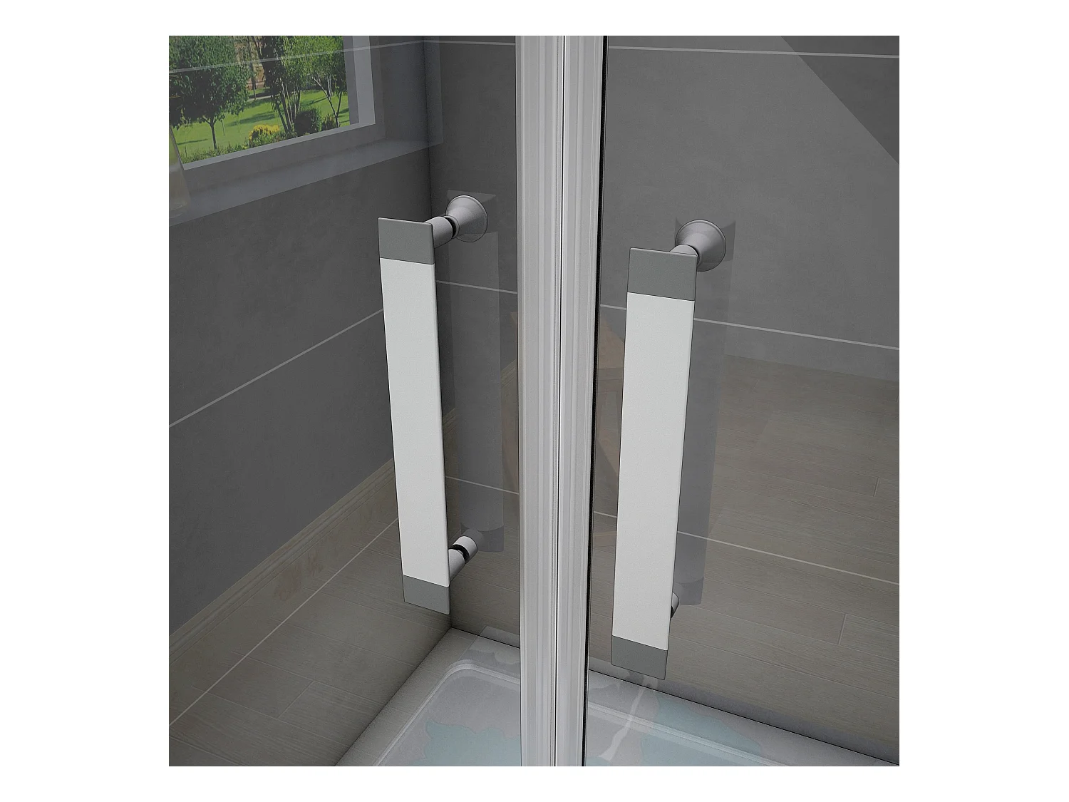 100x185cm Douche Pendeldeur, 5 mm Helder Veiligheidsglas, Mat Grijs
