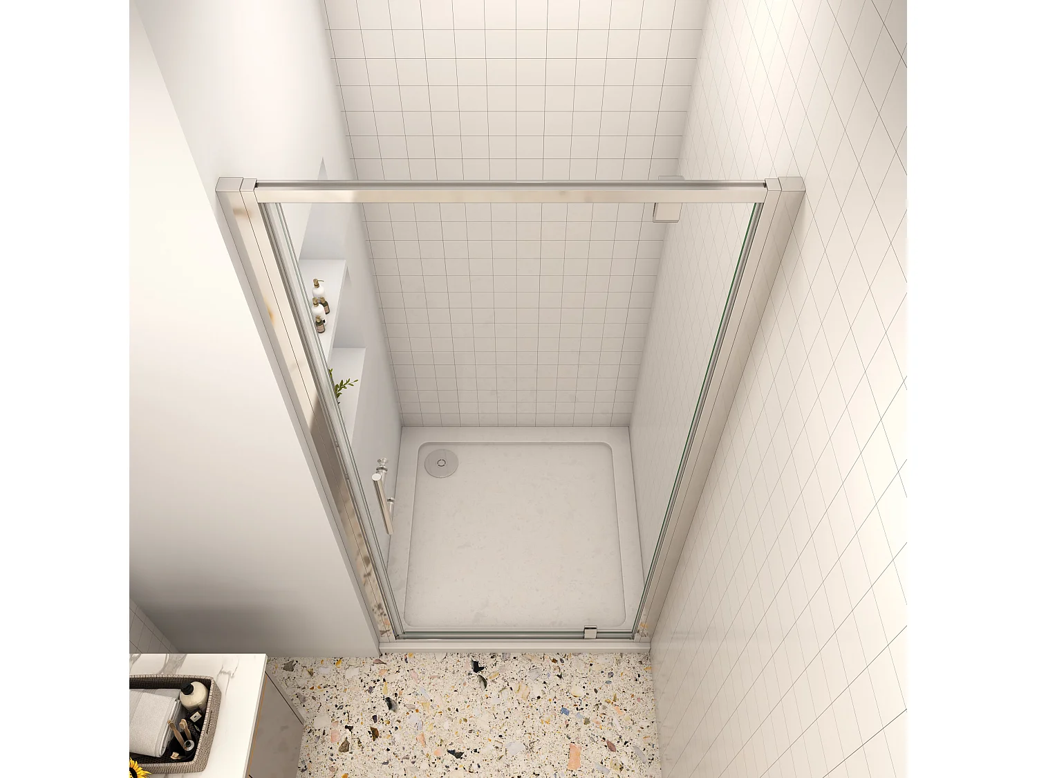 Douchecabine draaideur 100x185cm 5mm veiligheidsglas,profiel van glanzend chroom.