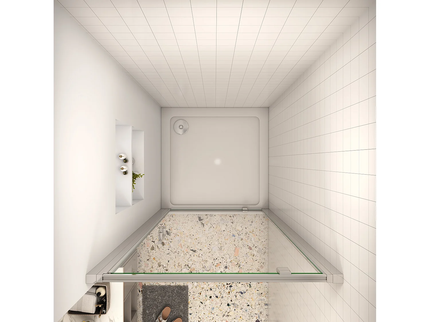 Douchecabine draaideur 100x185cm 5mm veiligheidsglas,profiel van glanzend chroom.