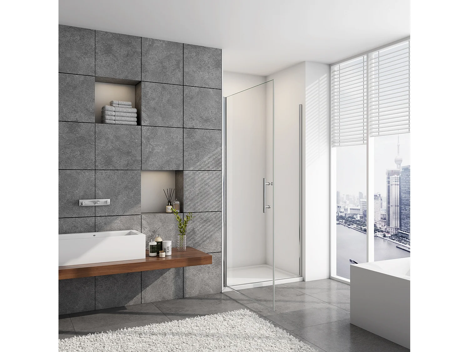 70x185cm Draaideur douchedeur, 6mm NANO EasyClean veiligheidsglas , profiel van glanzend chroom.