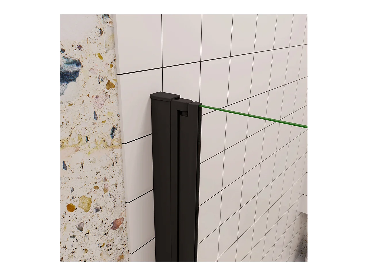 95x195cm Douchedeur vouwdeur,niche douchedeur,6mm Helder Veiligheidsglas Easyclean,Mat Zwart Profiel