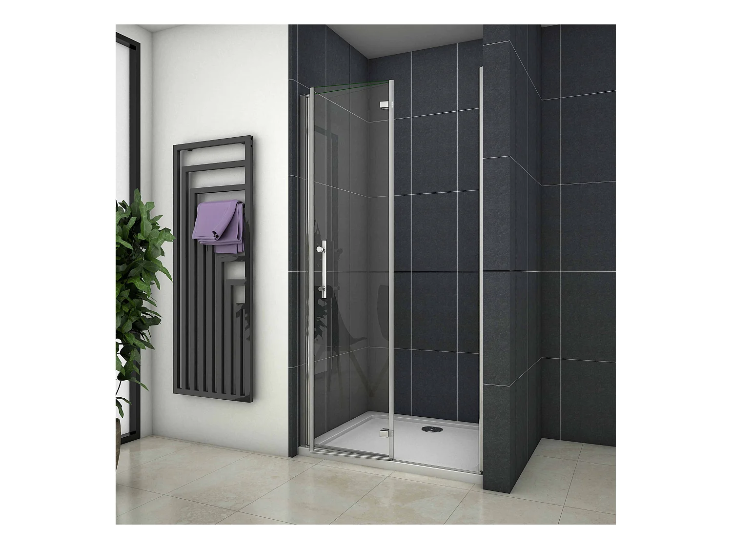 90x185cm Douchedeur vouwdeur,niche douchedeur,6mm Helder Veiligheidsglas Easyclean,profiel van glanzend chroom