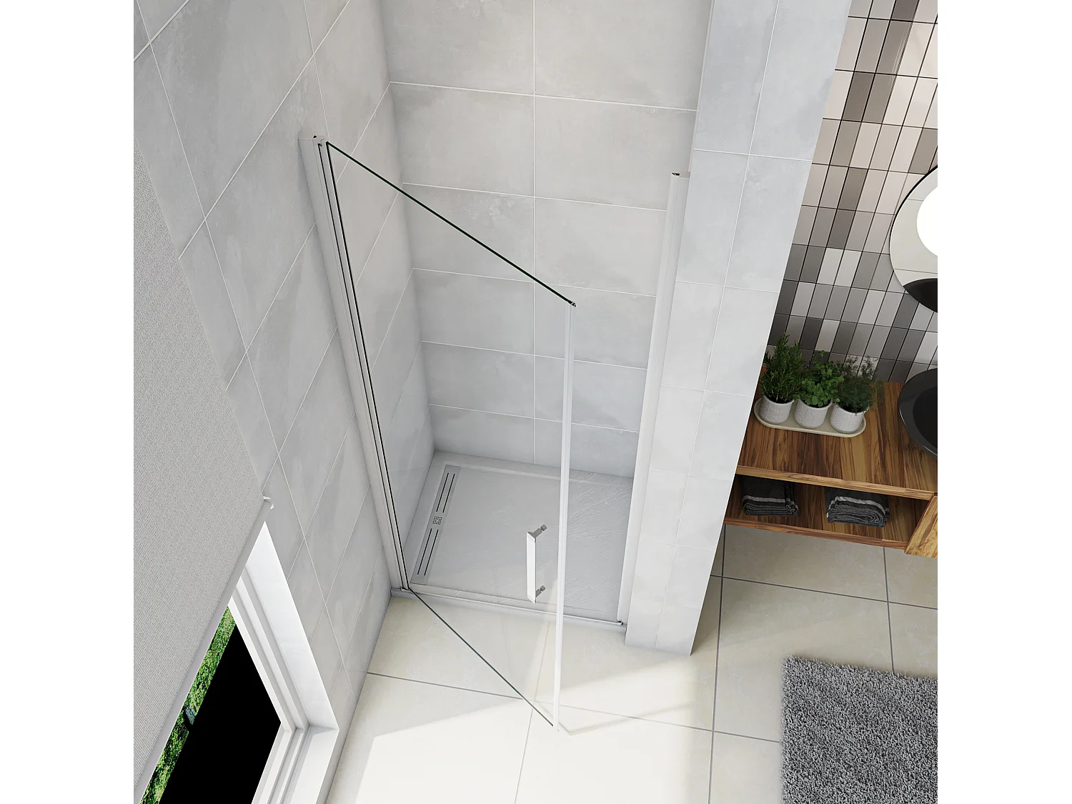 Nis Douchecabine-Douchedeur draaideur - Grijs Montuur - 70 x 185 cm x 5 mm