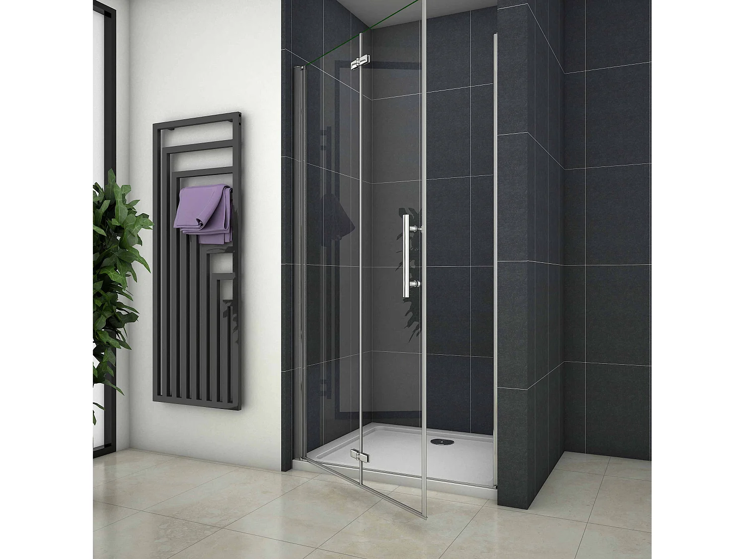 100x195cm Douchedeur vouwdeur,niche douchedeur,6mm Helder Veiligheidsglas Easyclean,profiel van glanzend chroom