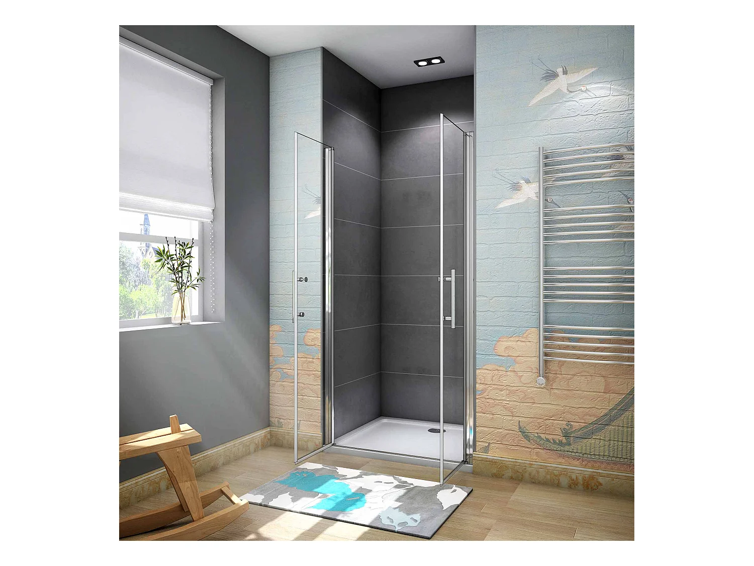 Douche Pendeldeur,6mm Helder Nano Antikalk Veiligheidsglas,Hoogwaardig Glad Aluminium Profiel,70x195cm