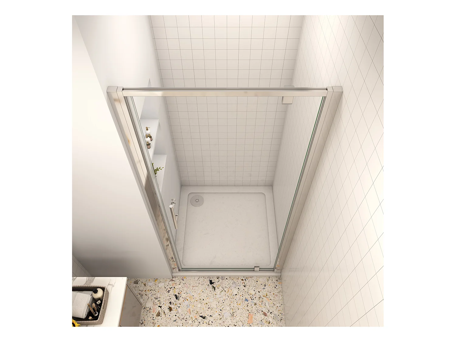 Douchecabine draaideur 90x185cm 5mm veiligheidsglas,profiel van glanzend chroom.