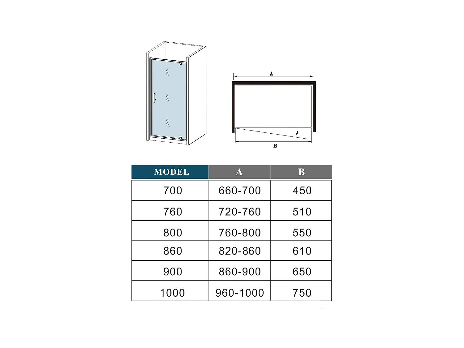 Douchecabine draaideur 90x185cm 5mm veiligheidsglas,profiel van glanzend chroom.