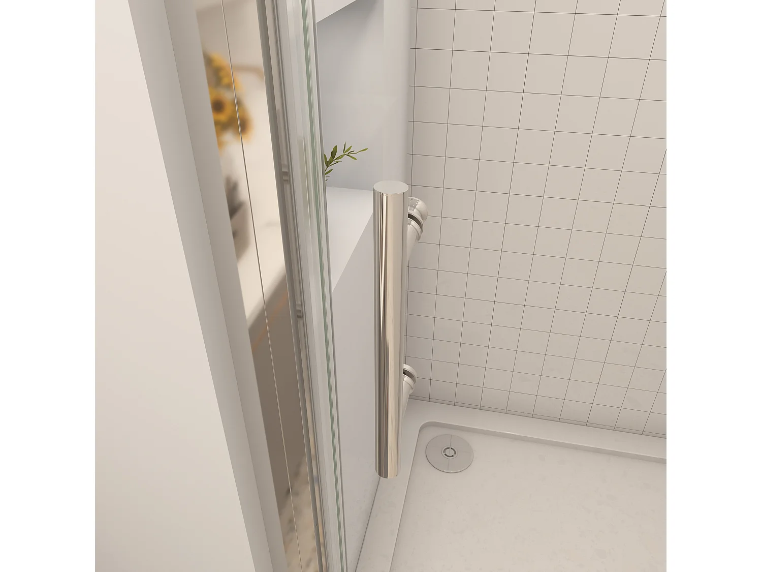 Douchecabine draaideur 90x185cm 5mm veiligheidsglas,profiel van glanzend chroom.