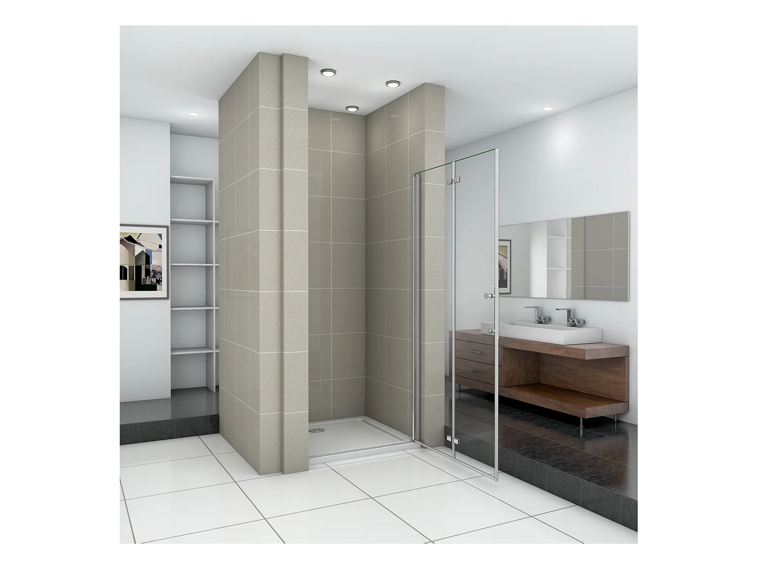 Douchedeur vouwdeur,90x195cm niche douchedeur,6mm Helder Veiligheidsglas Easyclean,profiel van glanzend chroom