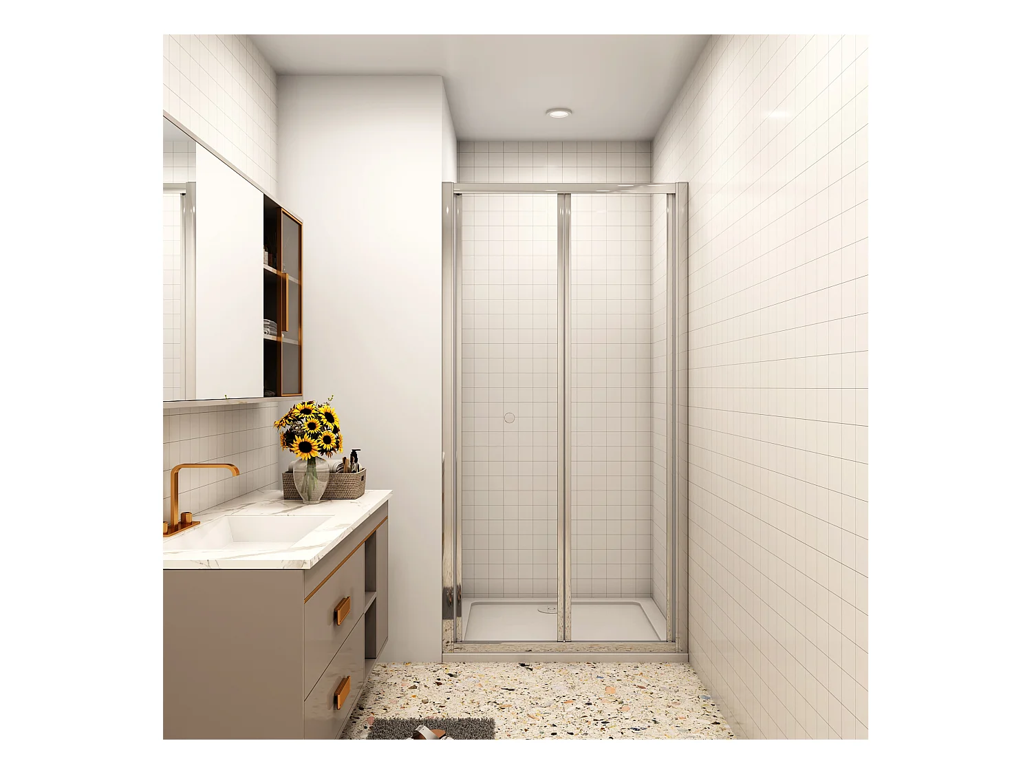 90x185cm douchedeur, 5mm veiligheidsglas,profiel van glanzend chroom.