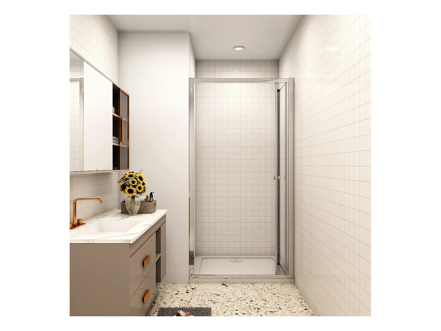 90x185cm douchedeur, 5mm veiligheidsglas,profiel van glanzend chroom.