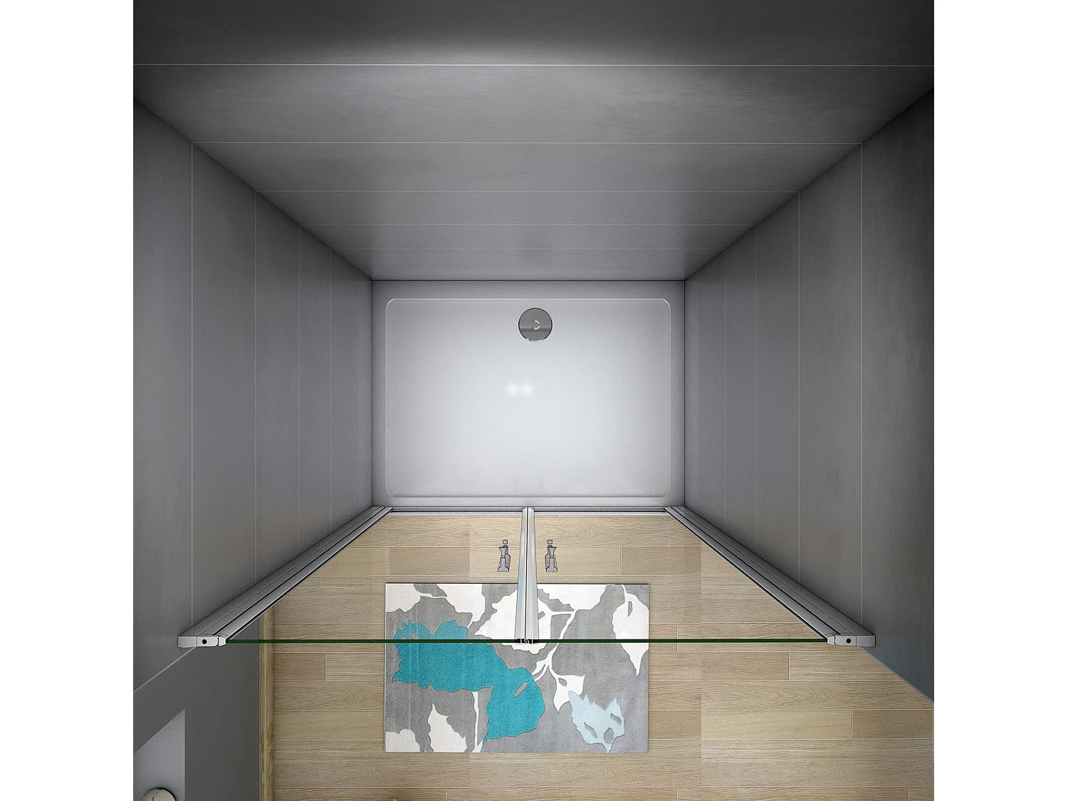 90x185cm Douche Pendeldeur, 5 mm Helder Veiligheidsglas, Mat Grijs