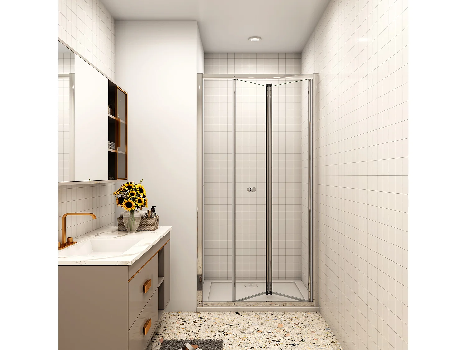 100x185cm douchedeur, 5mm veiligheidsglas,profiel van glanzend chroom.