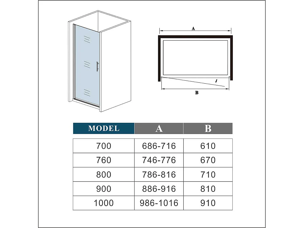 B:70xH:185cm Douchedeur draaideur, 5mm EasyClean veiligheidsglas,matte wit elektroforetische aluminium frame