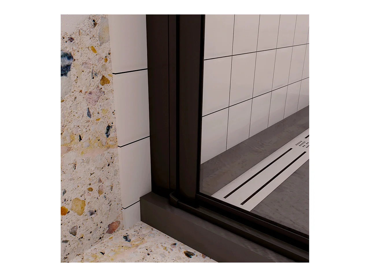 100x195cm Douchedeur vouwdeur,niche douchedeur,6mm Helder Veiligheidsglas Easyclean,Mat Zwart Profiel