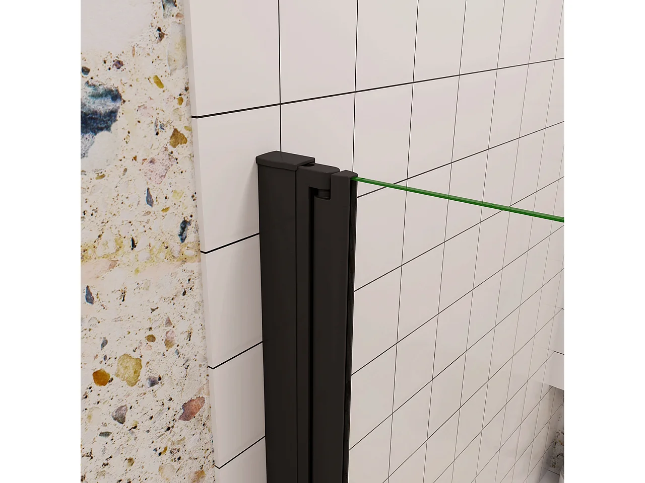 100x195cm Douchedeur vouwdeur,niche douchedeur,6mm Helder Veiligheidsglas Easyclean,Mat Zwart Profiel