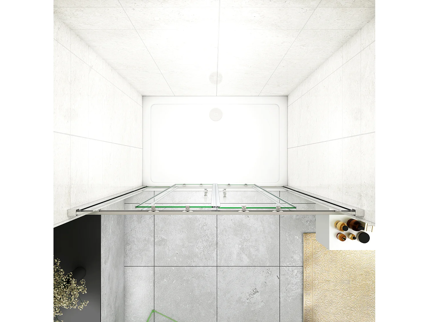 140x190cm Douchedeur Schuifdeur,5mm helder veiligheidsglas, glanzend chroom profiel