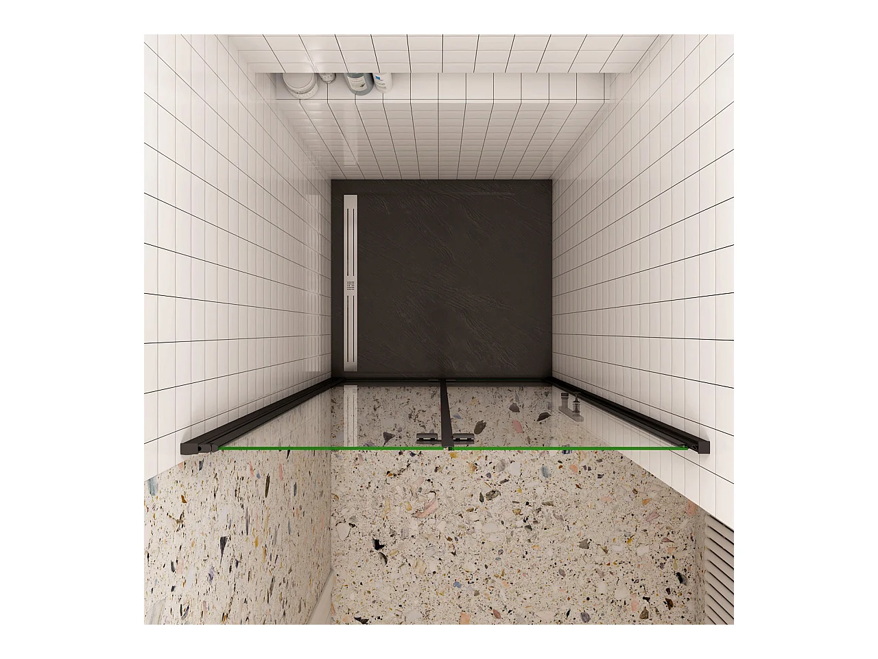 76x185cm Douchedeur vouwdeur,niche douchedeur,6mm Helder Veiligheidsglas Easyclean,Mat Zwart Profiel