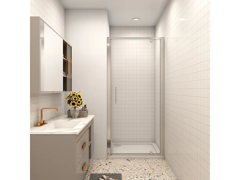 Douchecabine draaideur 76x185cm 5mm veiligheidsglas,profiel van glanzend chroom.