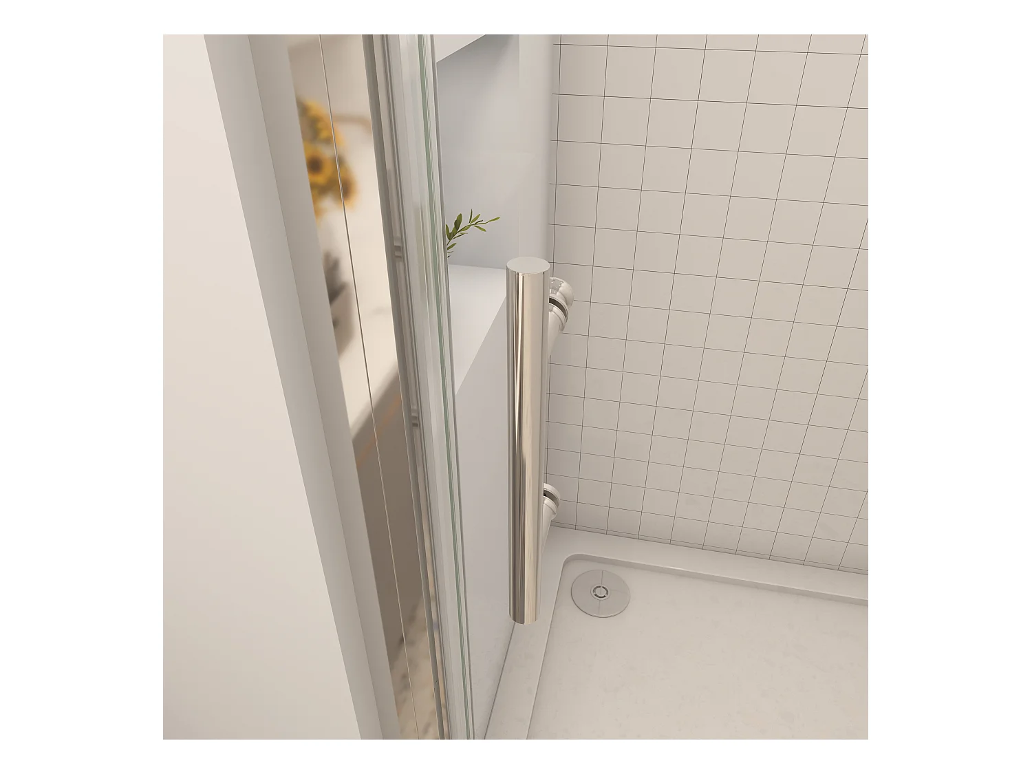 Douchecabine draaideur 76x185cm 5mm veiligheidsglas,profiel van glanzend chroom.