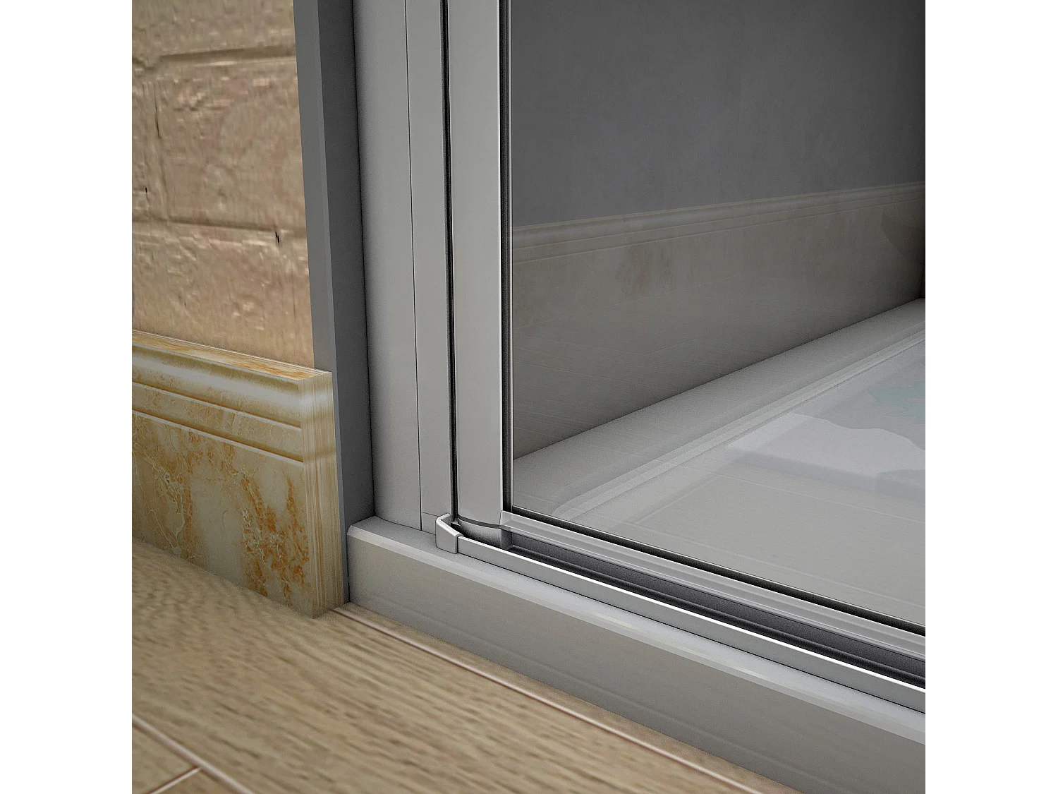 120x185cm Douche Pendeldeur, 5 mm Helder Veiligheidsglas, Mat Grijs