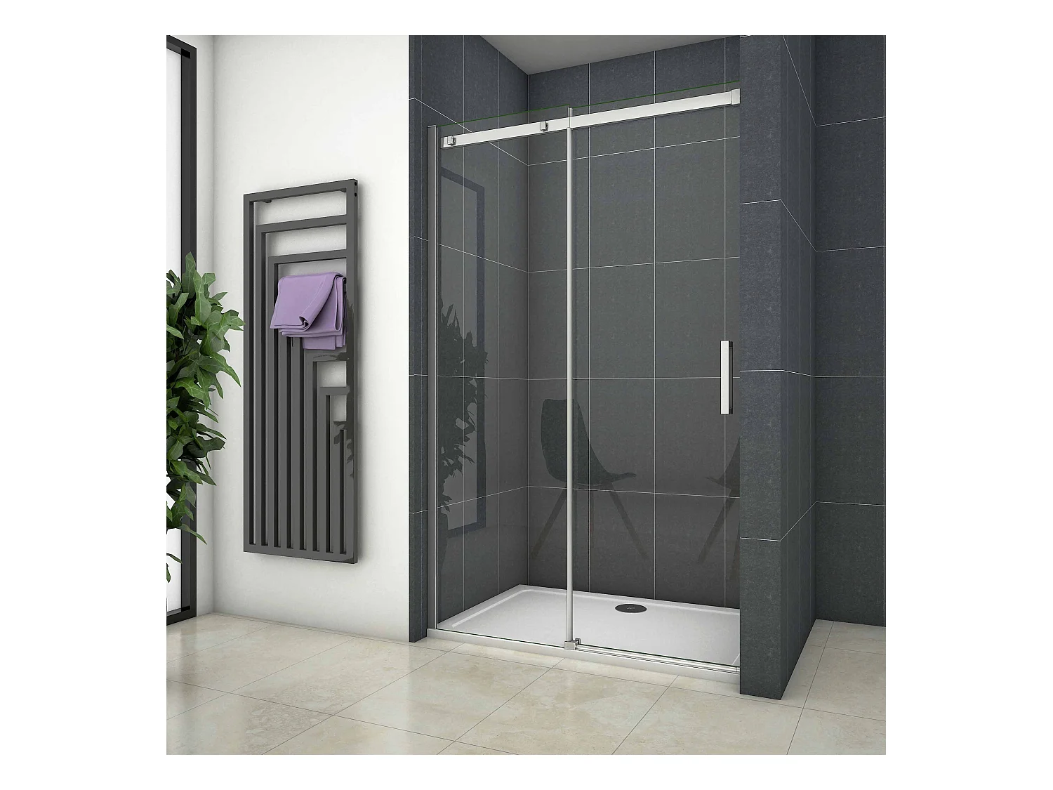 140x195cm Douchedeur Schuifdeur,8 mm NANO Helder Veiligheidsglas,Hoogwaardige Aluminium Profielen,Chroom