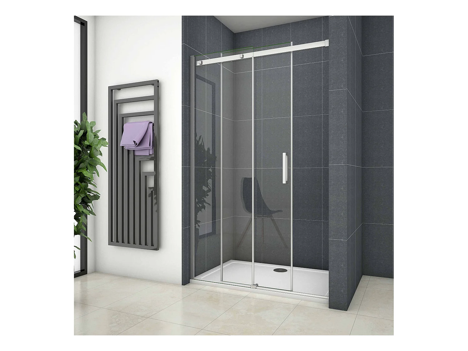 160x195cm Douchedeur Schuifdeur,8 mm NANO Helder Veiligheidsglas,Hoogwaardige Aluminium Profielen,Chroom