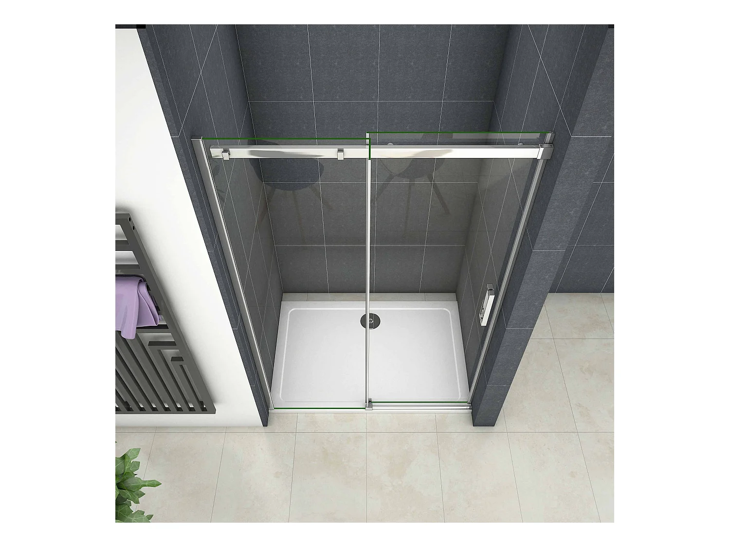 160x195cm Douchedeur Schuifdeur,8 mm NANO Helder Veiligheidsglas,Hoogwaardige Aluminium Profielen,Chroom