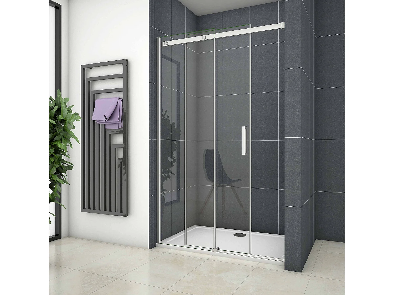 160x195cm Douchedeur Schuifdeur,8 mm NANO Helder Veiligheidsglas,Hoogwaardige Aluminium Profielen,Chroom