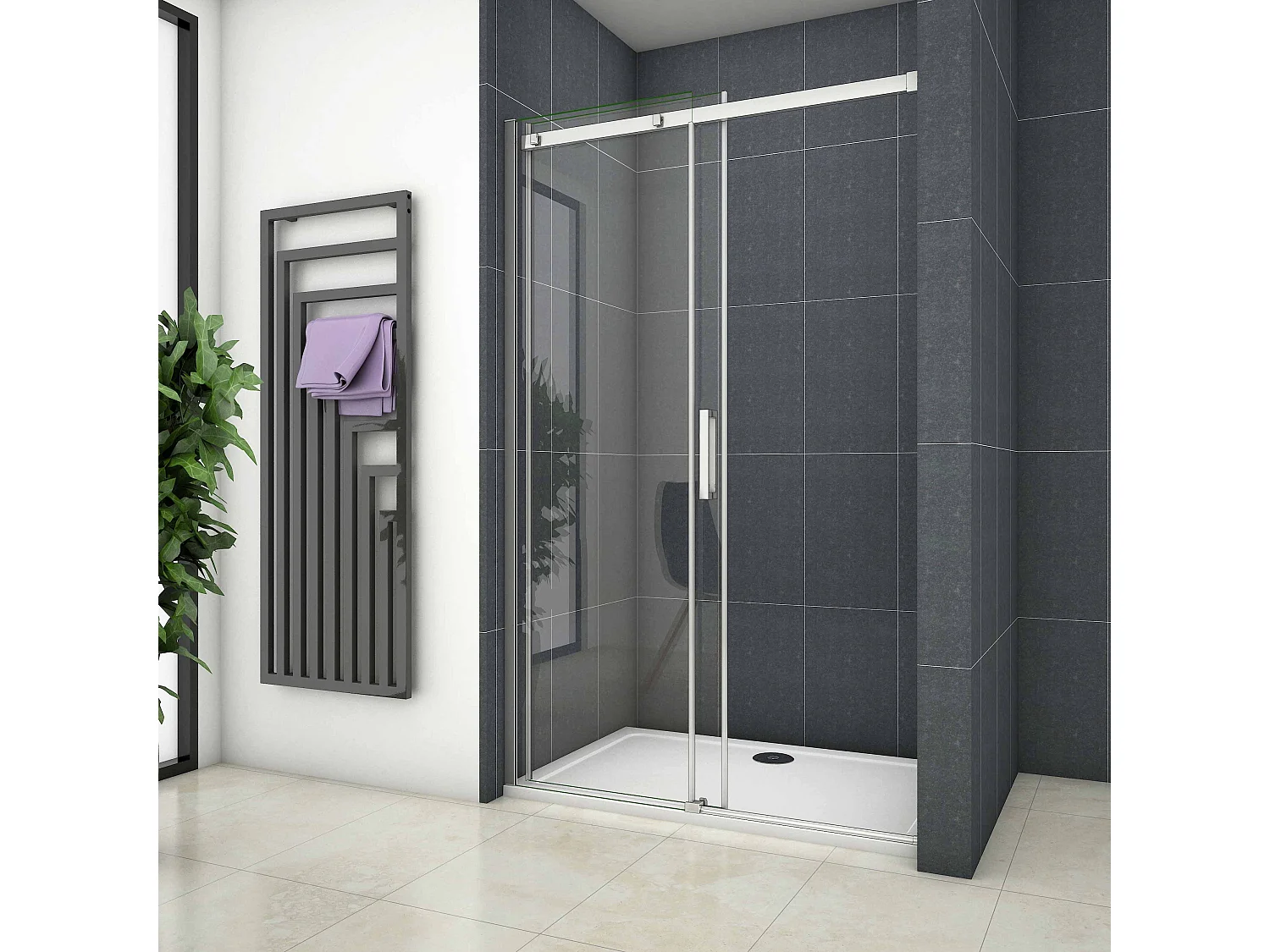 160x195cm Douchedeur Schuifdeur,8 mm NANO Helder Veiligheidsglas,Hoogwaardige Aluminium Profielen,Chroom