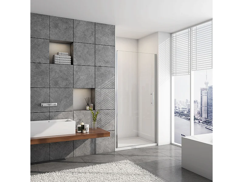 100x195cm Draaideur douchedeur, 6mm NANO veiligheidsglas , profiel van glanzend chroom.