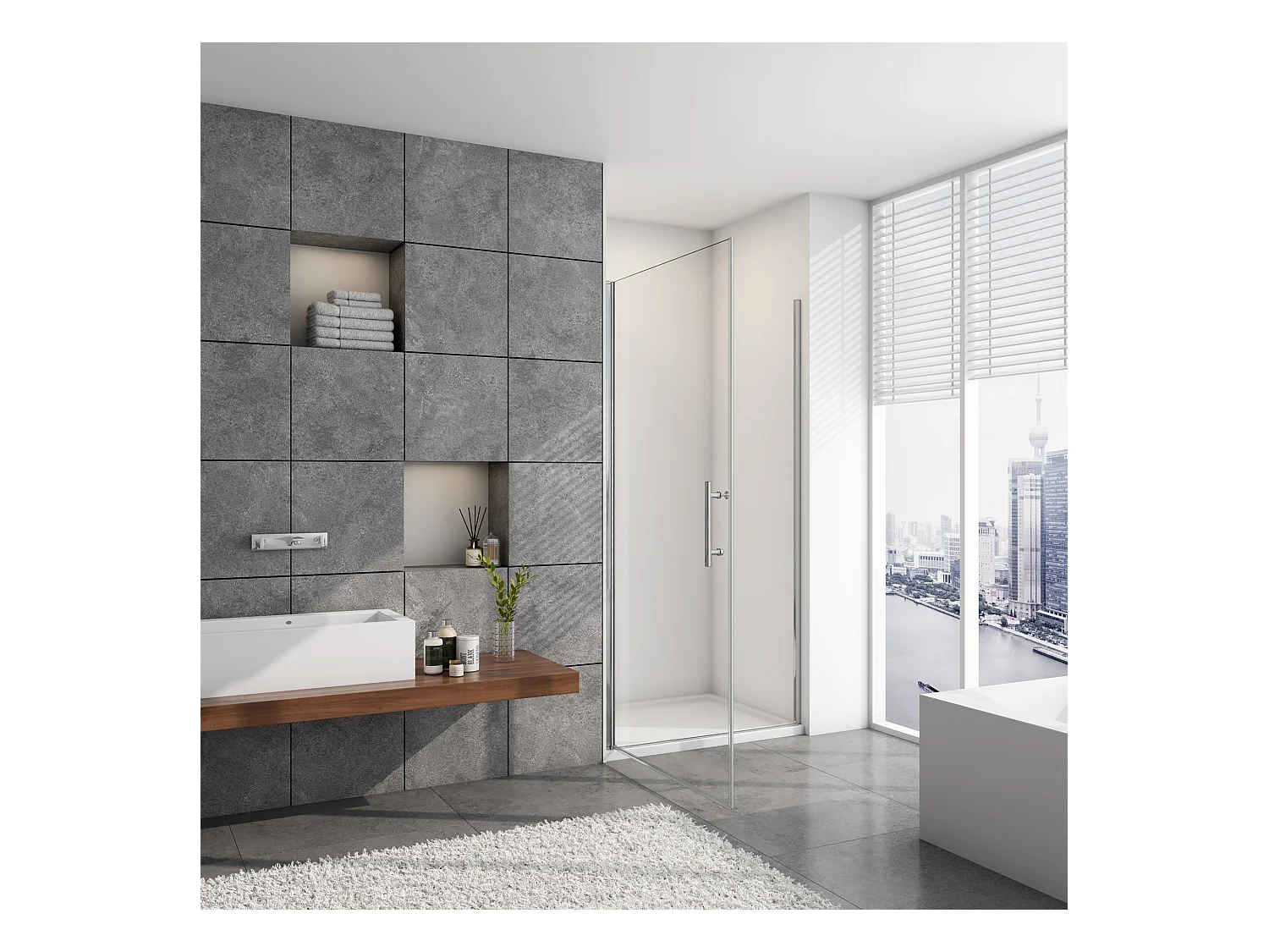 100x195cm Draaideur douchedeur, 6mm NANO veiligheidsglas , profiel van glanzend chroom.