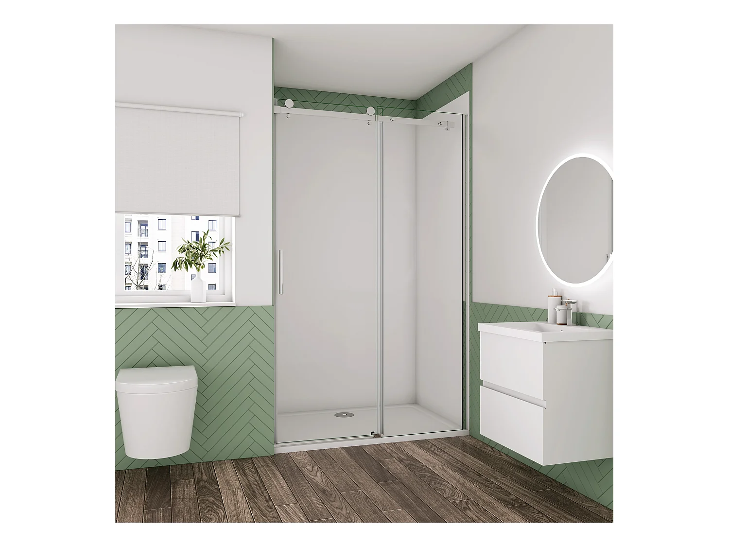 155x195cm Schuifbare douchedeur,6mm helder glas,hoogwaardige aluminium profielen,Chroom