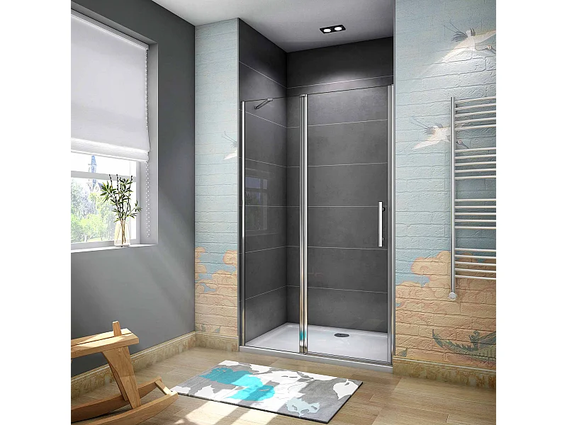 Douchedeur draaideur 90x195 cm,6 mm NANO EasyClean veiligheidsglas, profiel van glanzend chroom.