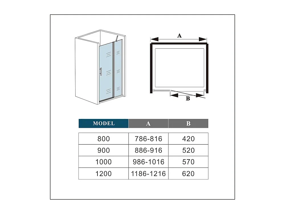 Douchedeur draaideur 90x195 cm,6 mm NANO EasyClean veiligheidsglas, profiel van glanzend chroom.