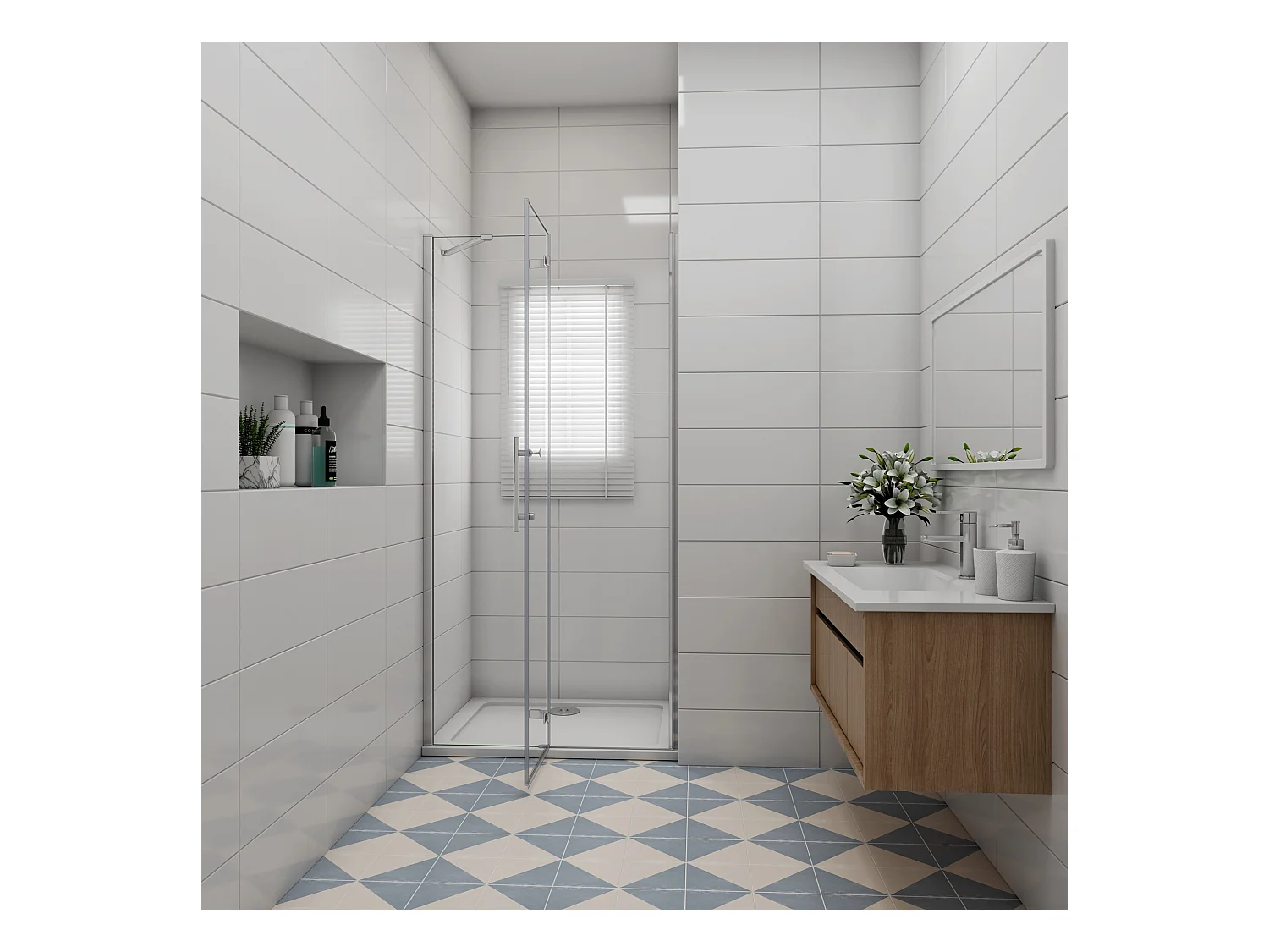 Douchedeur draaideur 80x195 cm,6 mm NANO EasyClean veiligheidsglas, profiel van glanzend chroom,met Stabilisatiestang