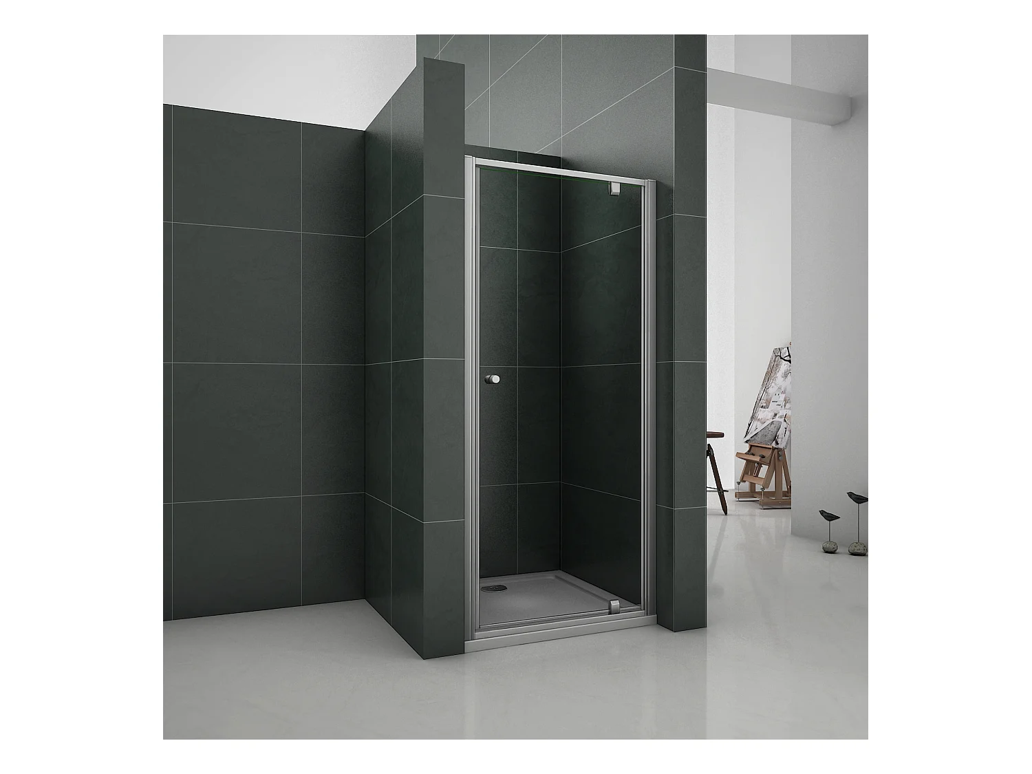 Douchedeur-draaideur-Schuifdeur 90x185cm,5 mm Helder Veiligheidsglas,Mat Grijs