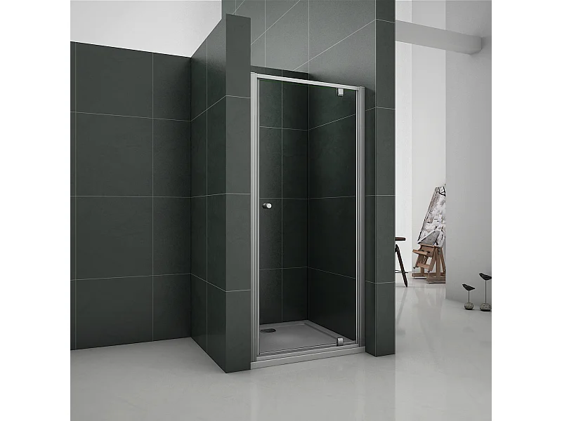 Douchedeur-draaideur-Schuifdeur 90x185cm,5 mm Helder Veiligheidsglas,Mat Grijs