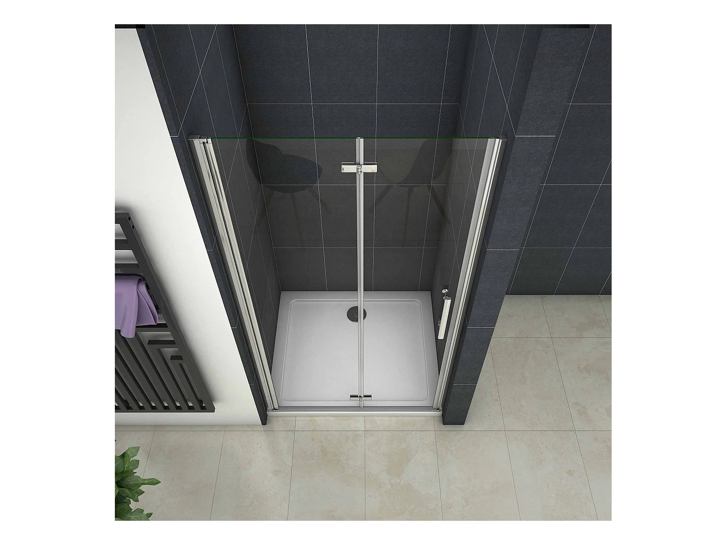 80x195cm Douchedeur vouwdeur,niche douchedeur,6mm Helder Veiligheidsglas Easyclean,profiel van glanzend chroom