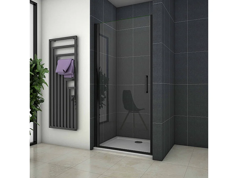 100x200cm Douche Draaideur,8mm NANO Coating Helder Veiligheidsglas,Mat Zwart Profiel