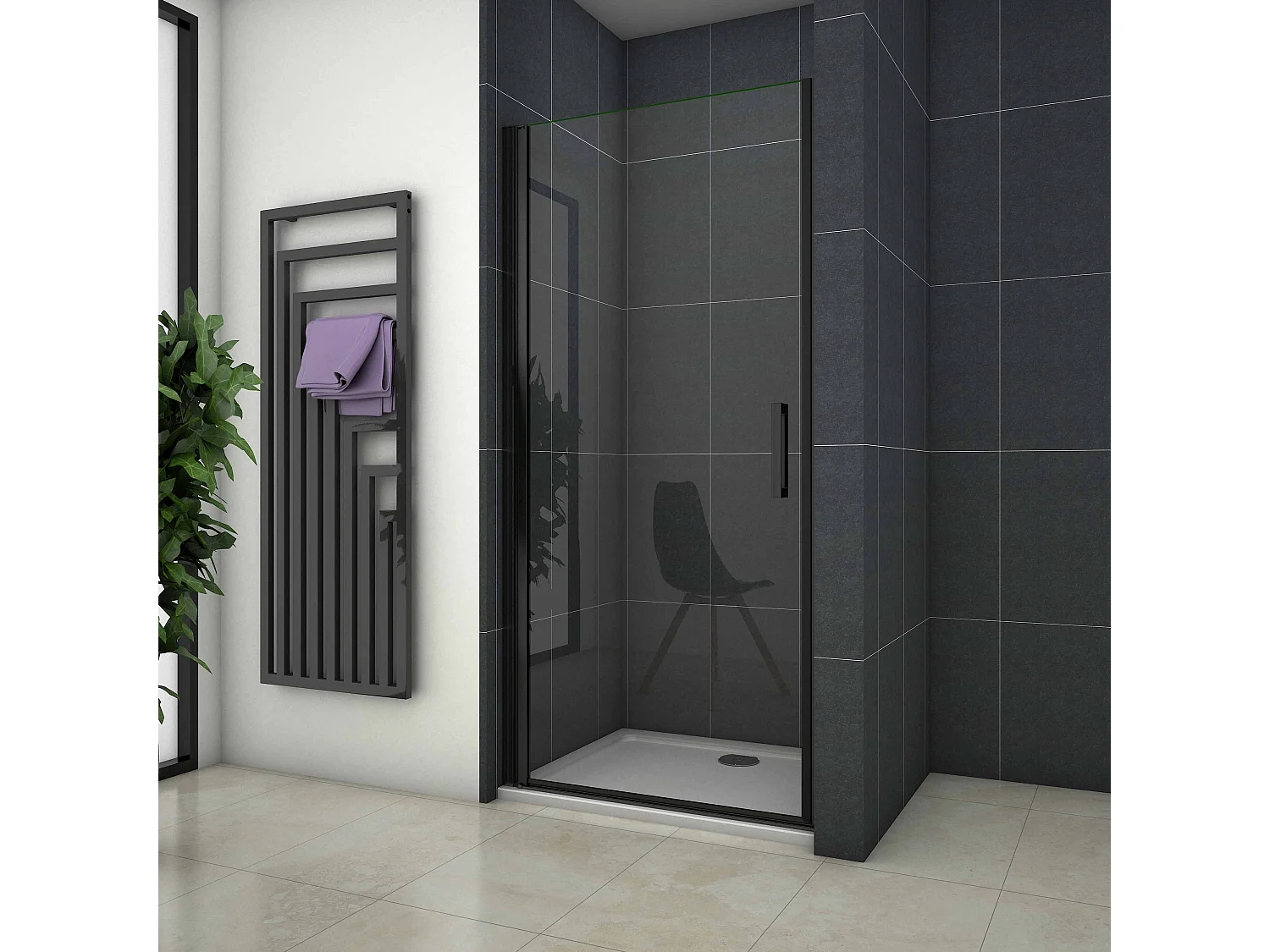 100x200cm Douche Draaideur,8mm NANO Coating Helder Veiligheidsglas,Mat Zwart Profiel